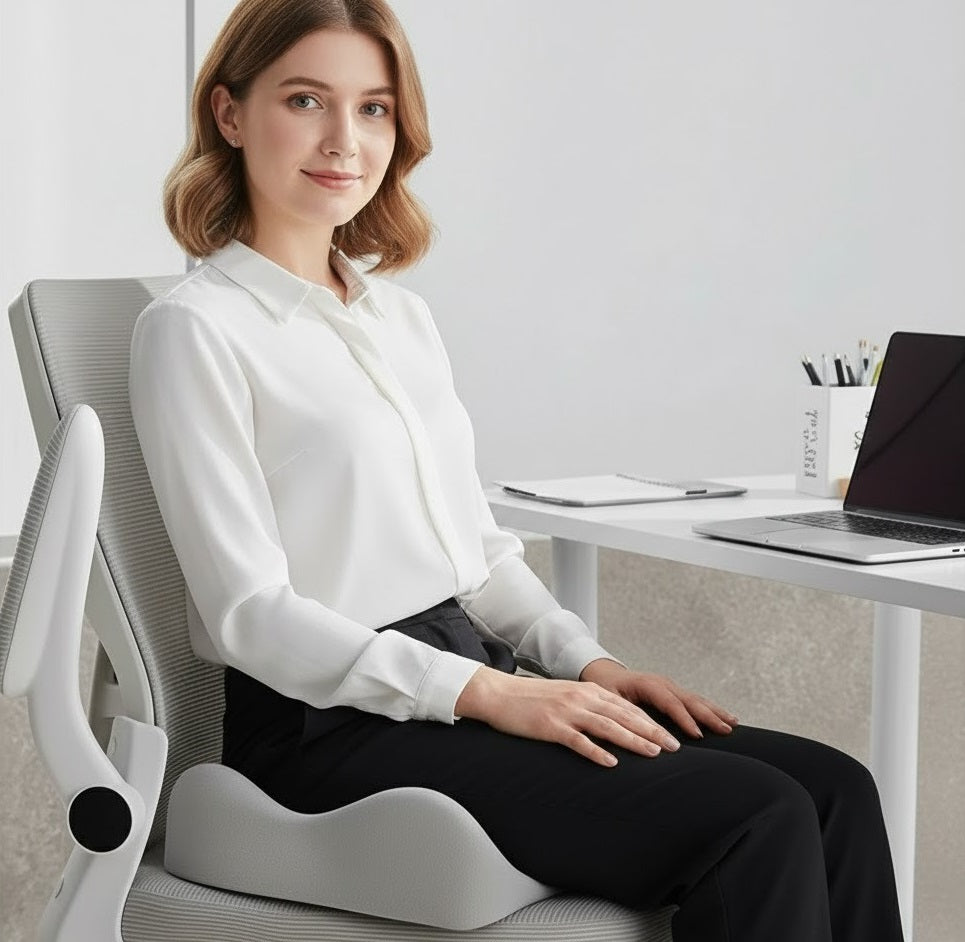 Ergonomic Memory Foam Seat Cushion – Back Relief &amp; Posture Support for Office Chair &amp; Home