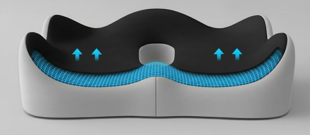 Ergonomic Memory Foam Seat Cushion – Back Relief &amp; Posture Support for Office Chair &amp; Home